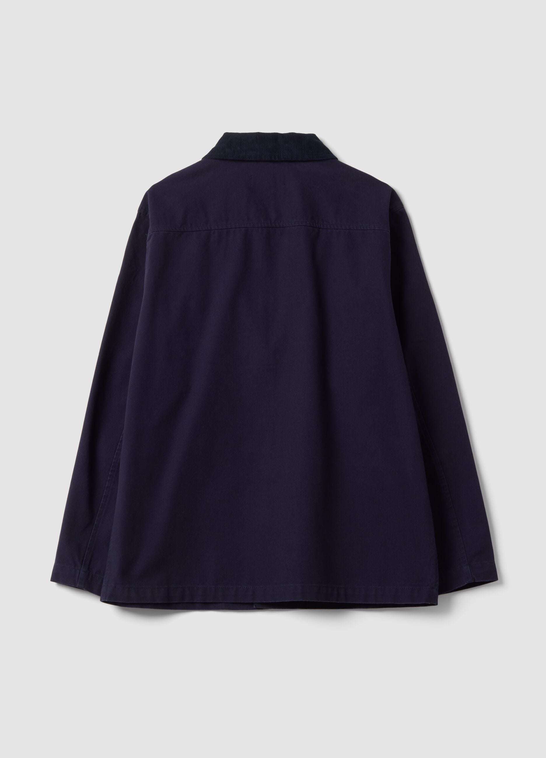 Blue pure cotton regular-fit shacket with zip