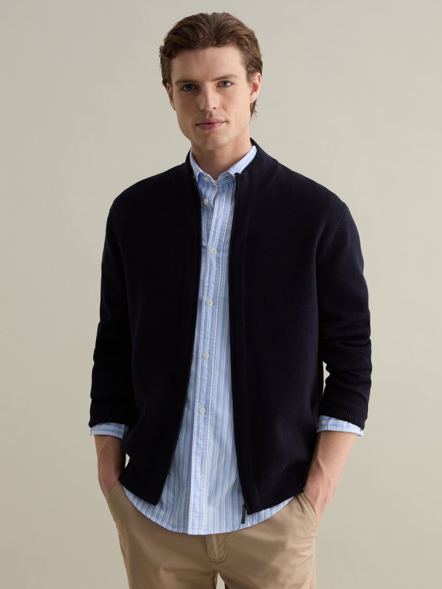 Full-zip cardigan with high neck_0