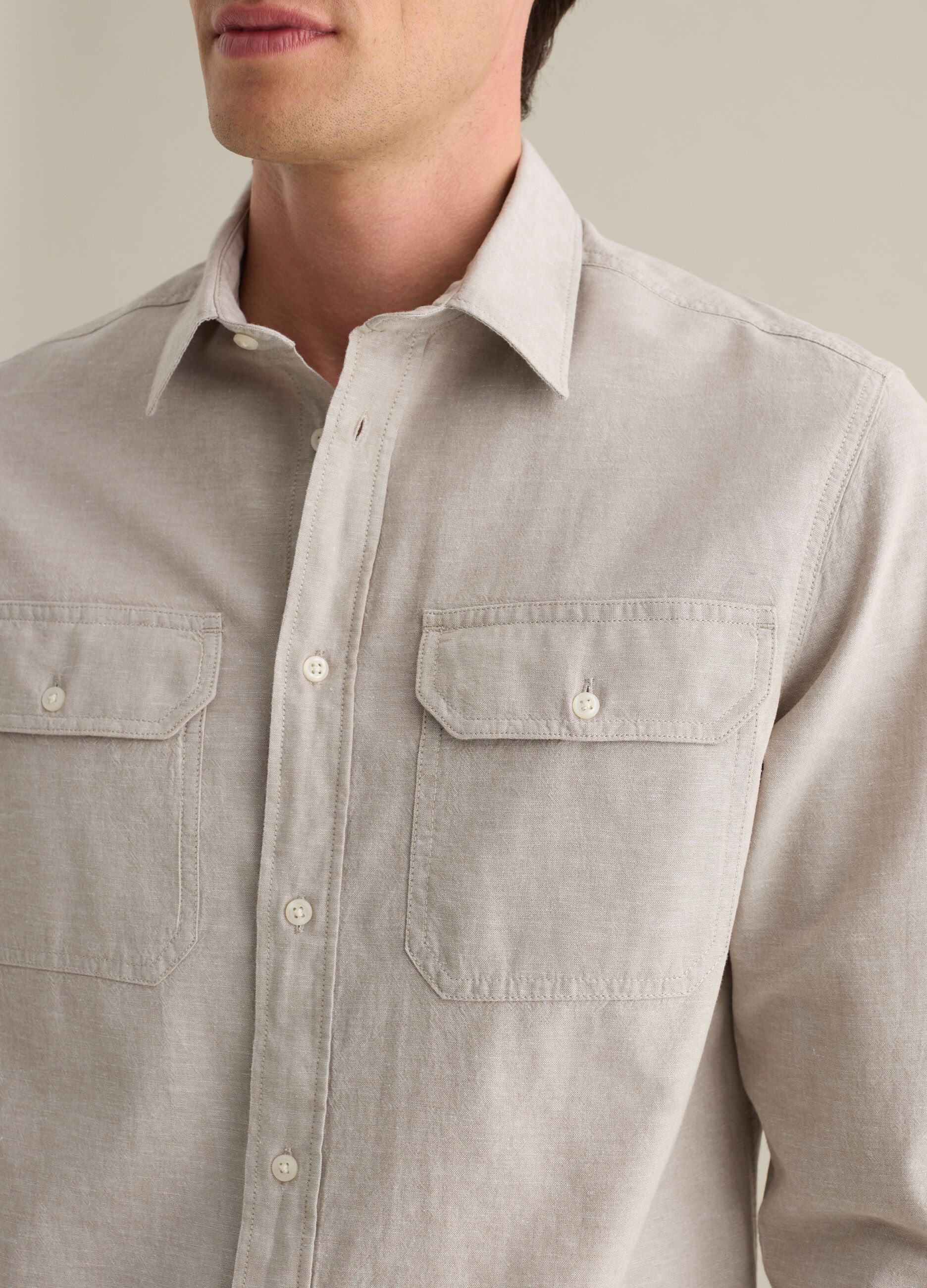 Beige Cotton and Linen Shirt by Piombo
