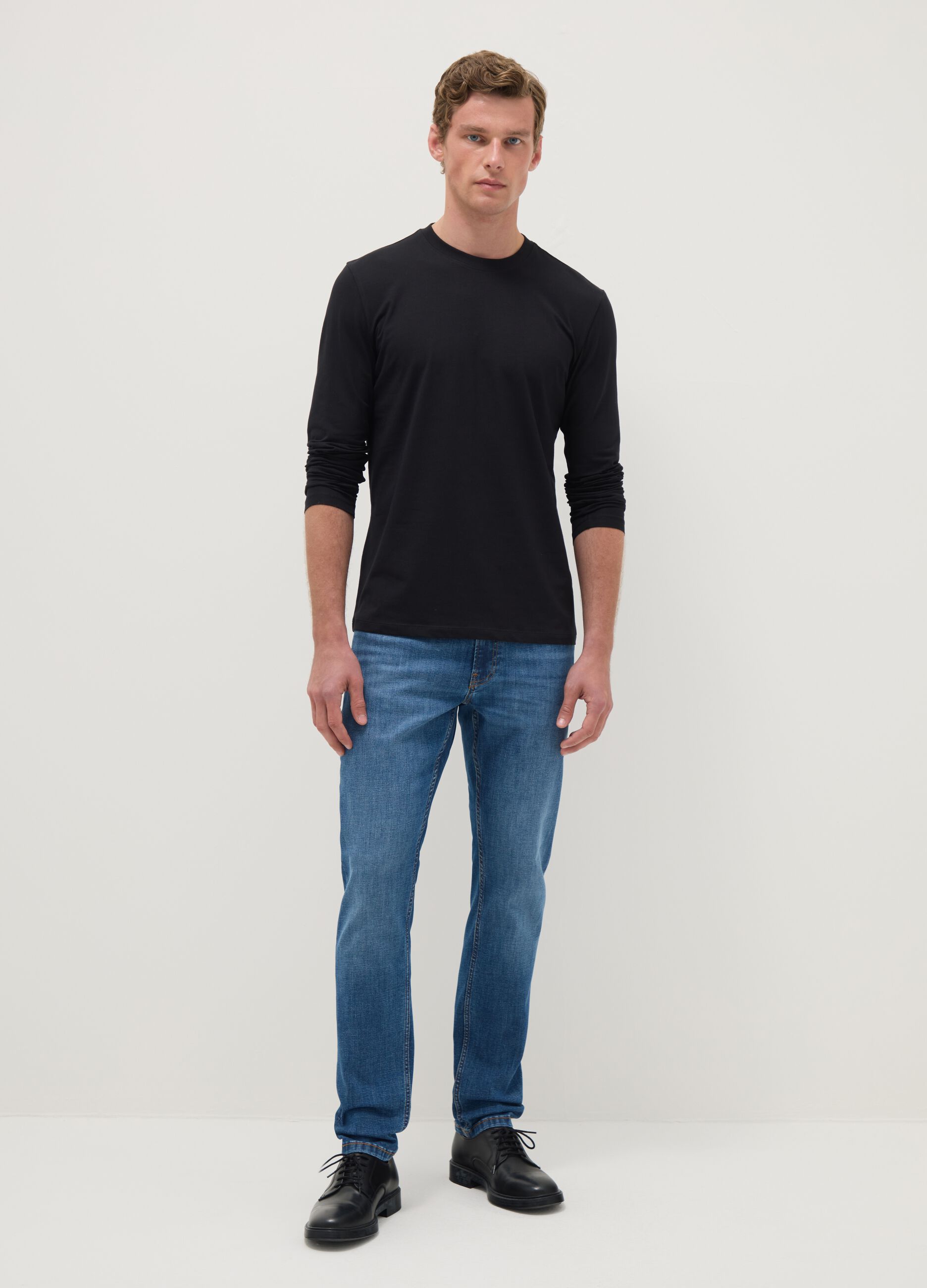 Slim fit stretch cotton blue jeans