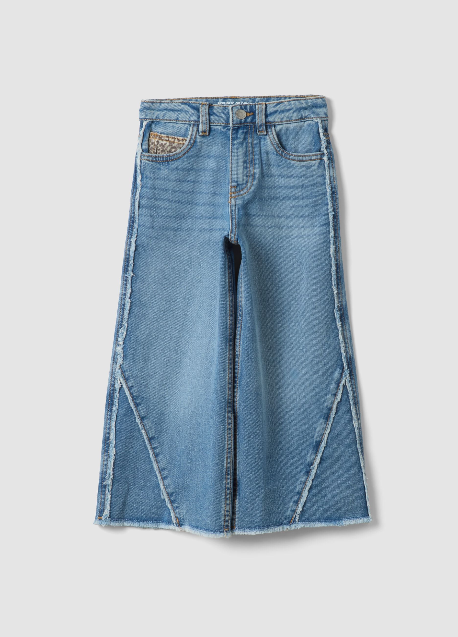 Light blue wide-leg pure cotton jeans