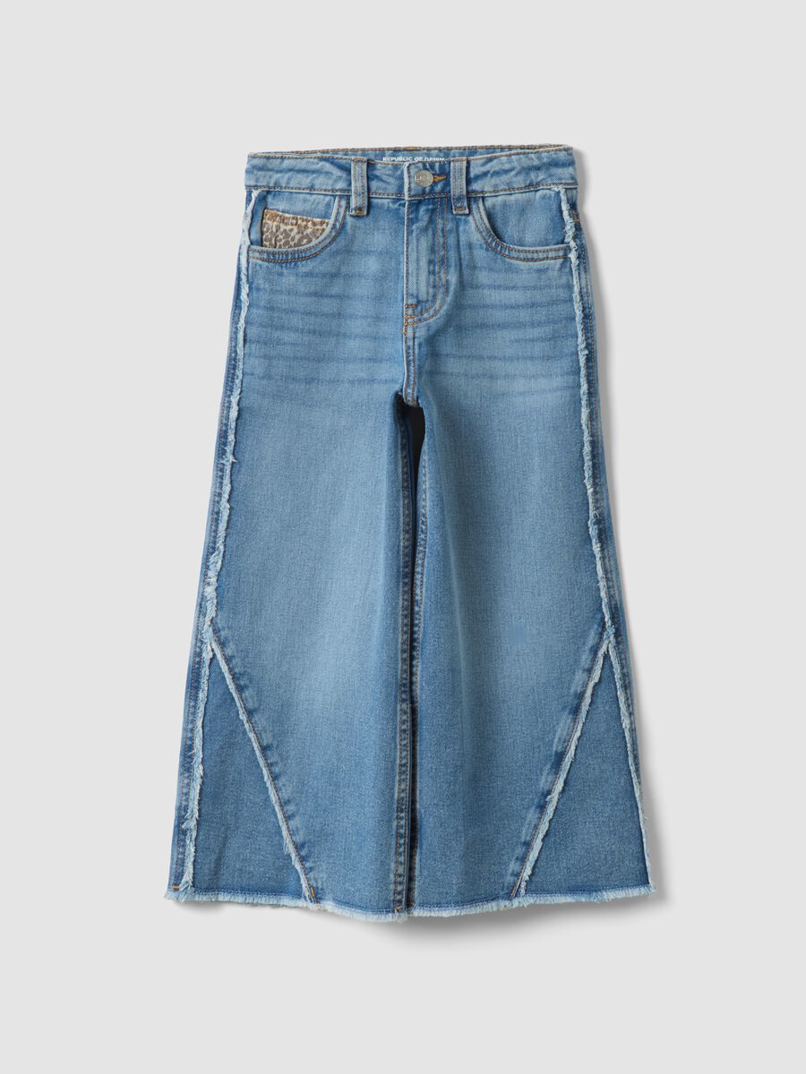 Jeans azzurri wide leg in puro cotone_0