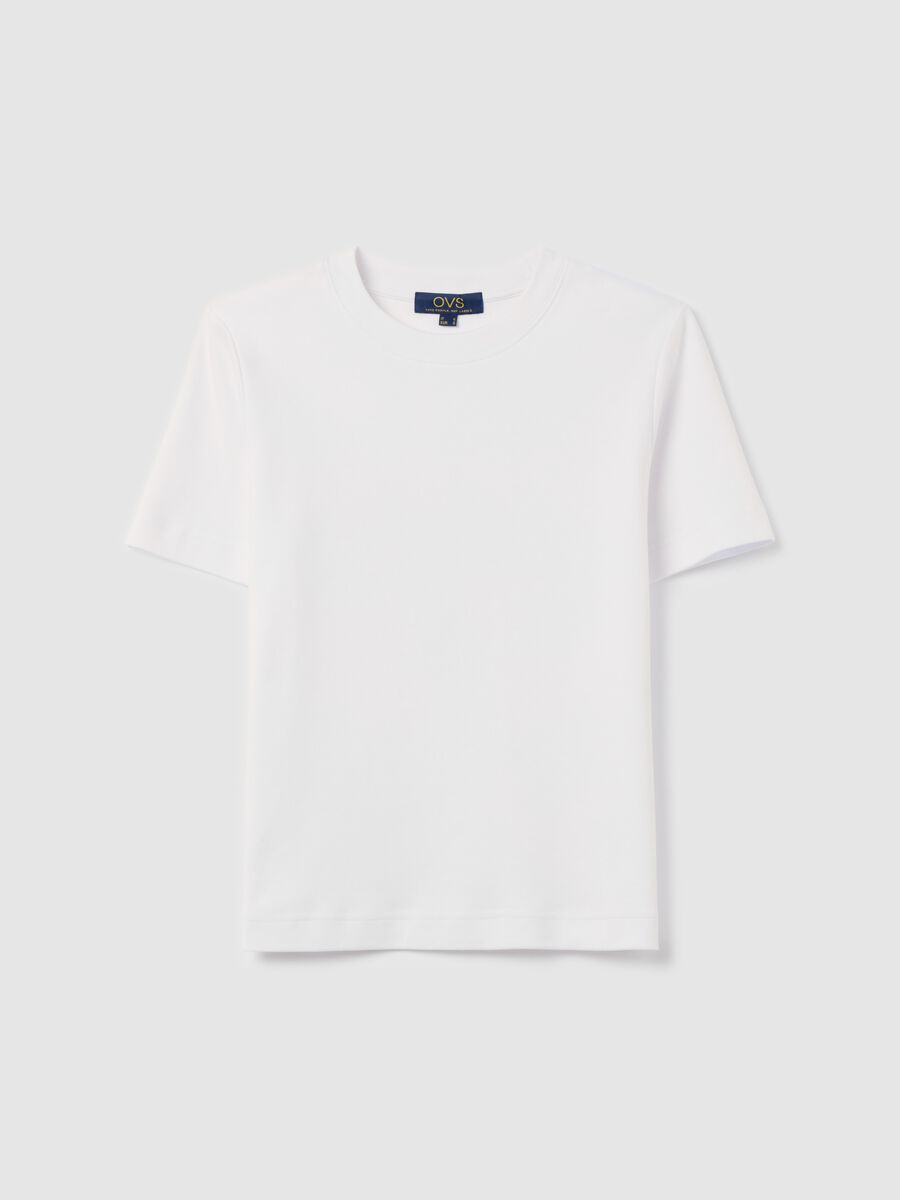 Solid colour T-shirt with round neck_4