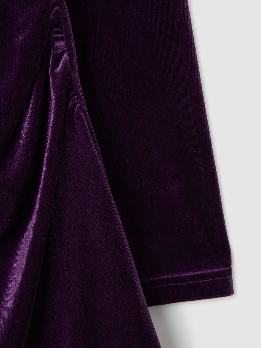 Purple velvet slim fit dress with draping_5