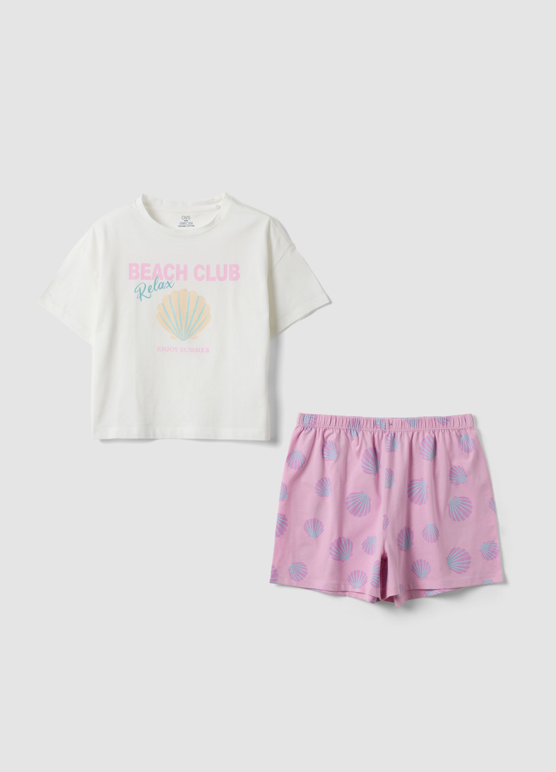 Pink organic cotton short pyjamas