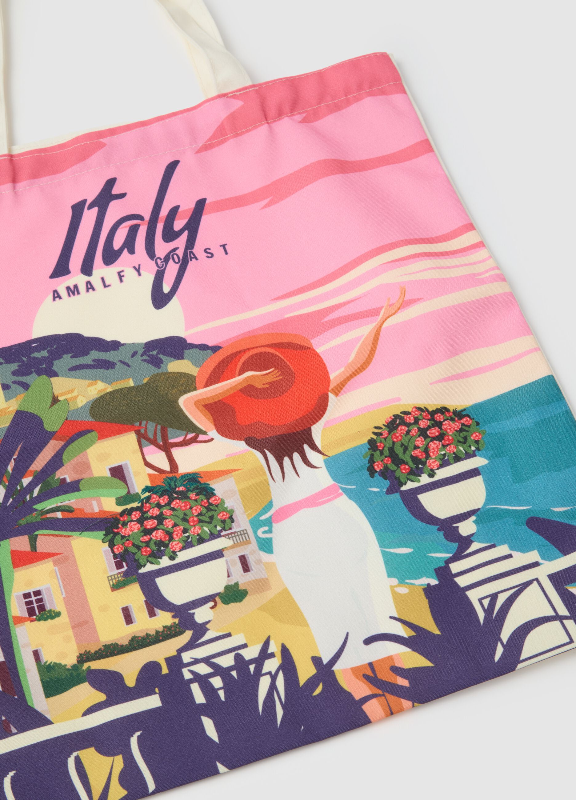 Multicolour pure cotton shopper bag