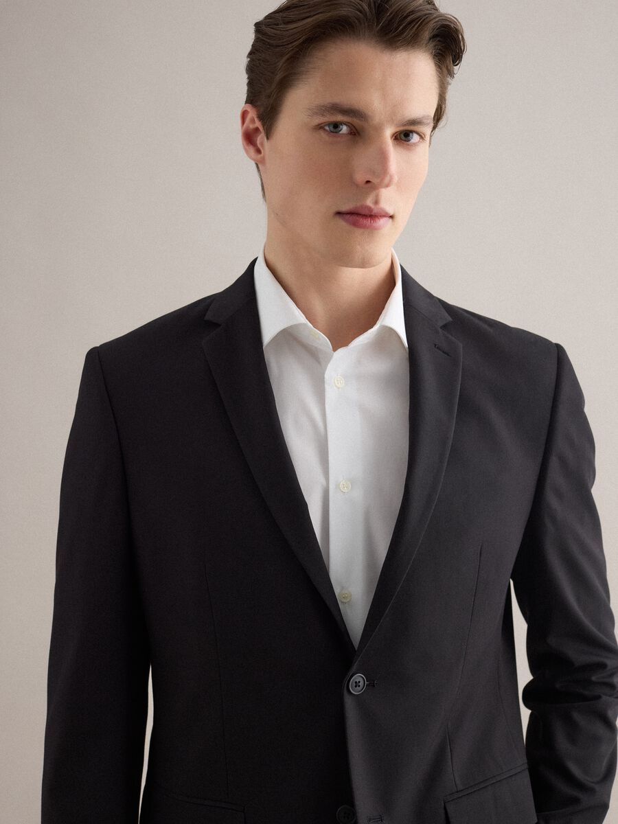 Black single-breasted slim fit blazer_3