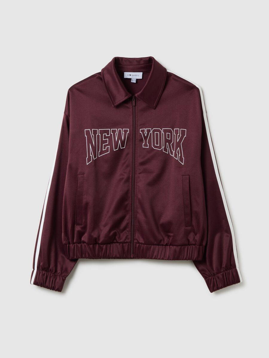 Felpa in misto cotone rossa regular fit con zip_4