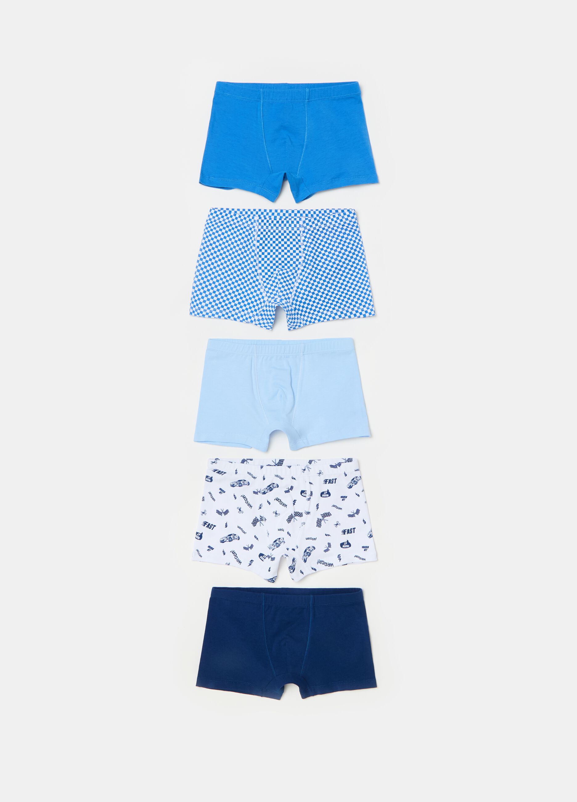 Five-pack organic cotton boxer shorts with print