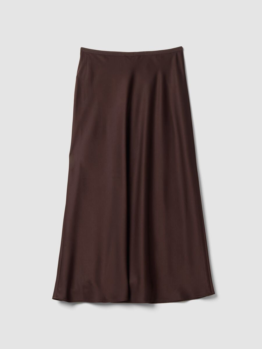 Brown satin maxi skirt with elasticated waistband_5