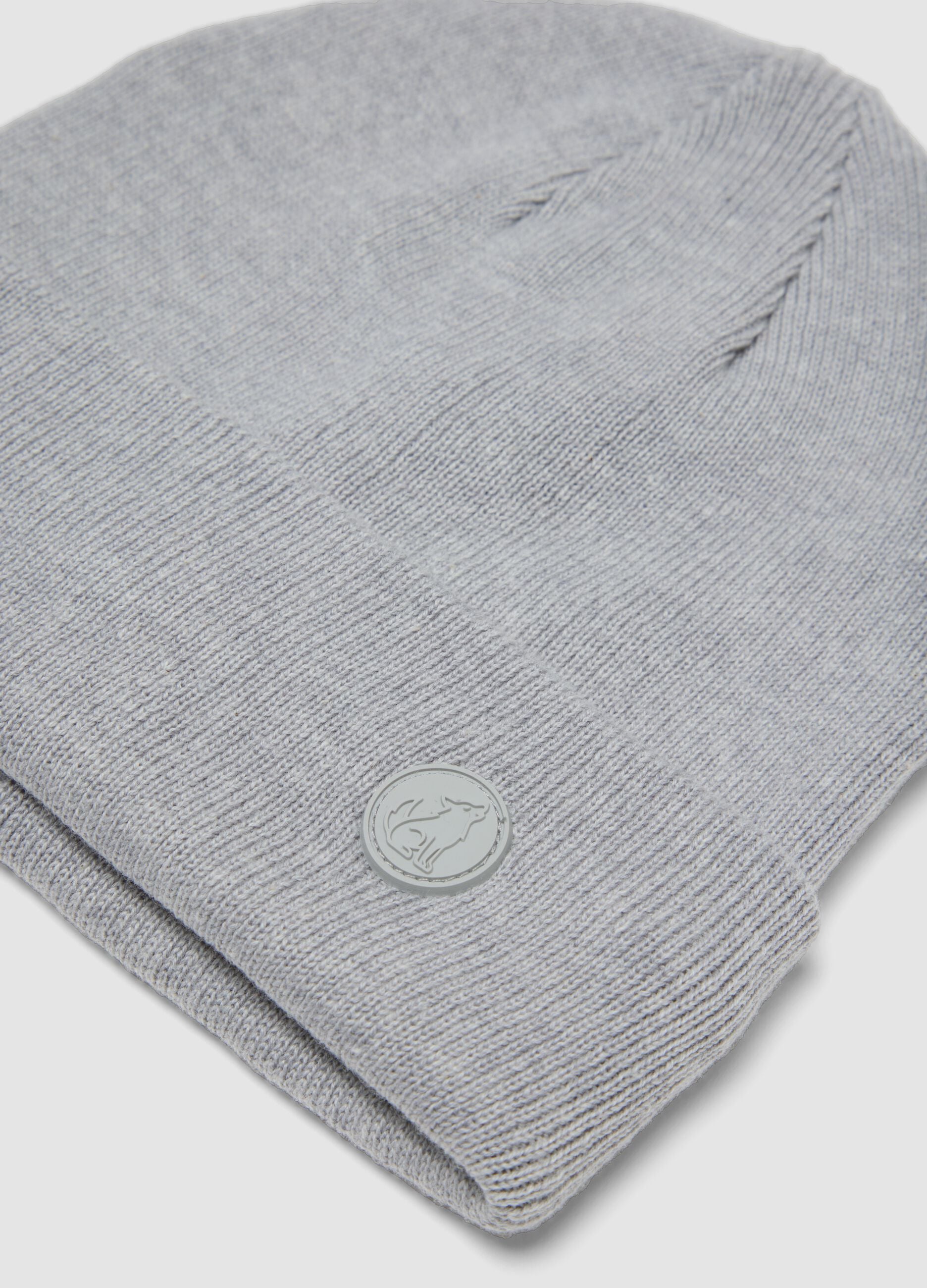 Grey cotton-blend jersey knit hat