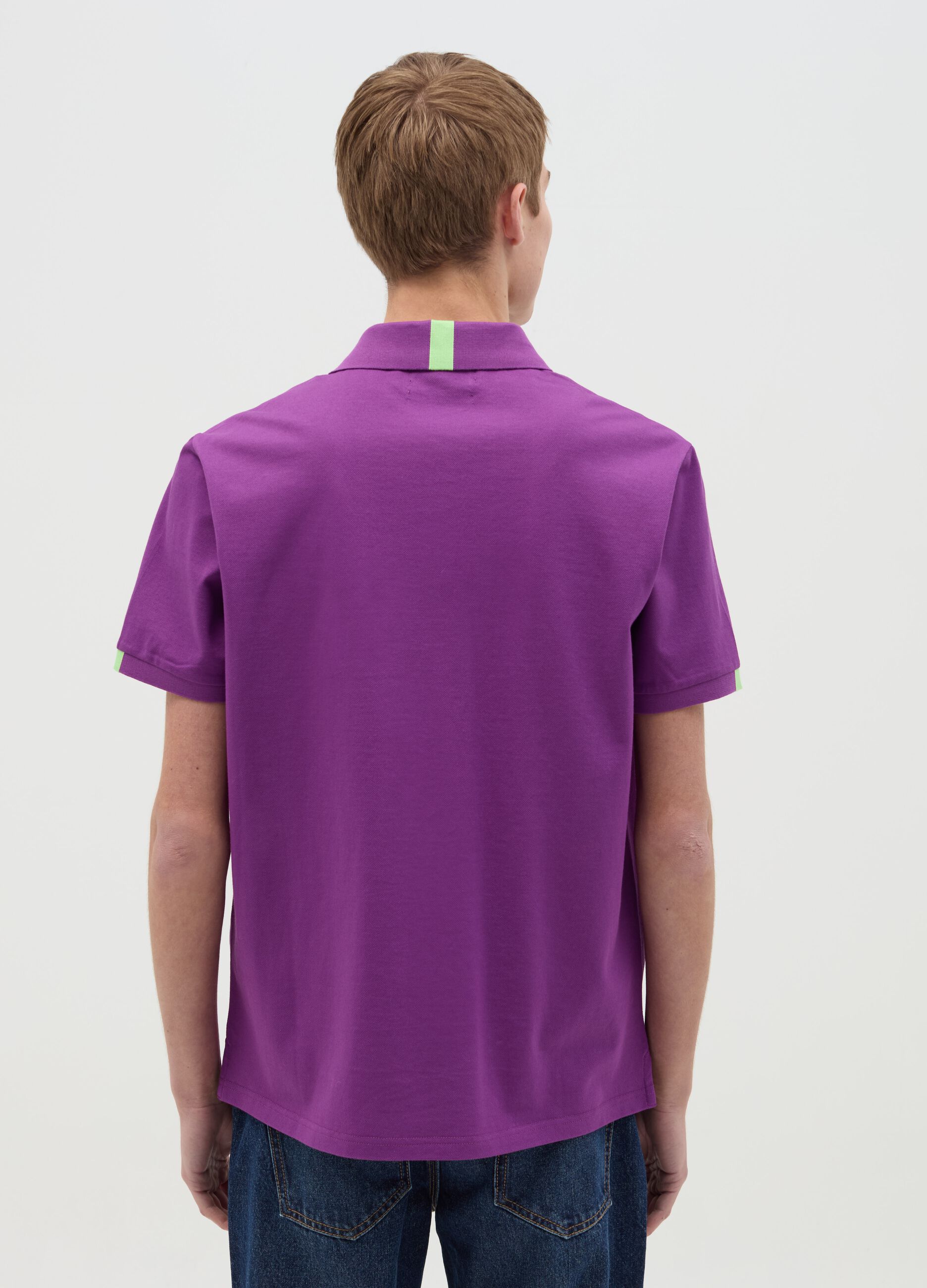 Polo shirt with contrasting detail and logo embroidery