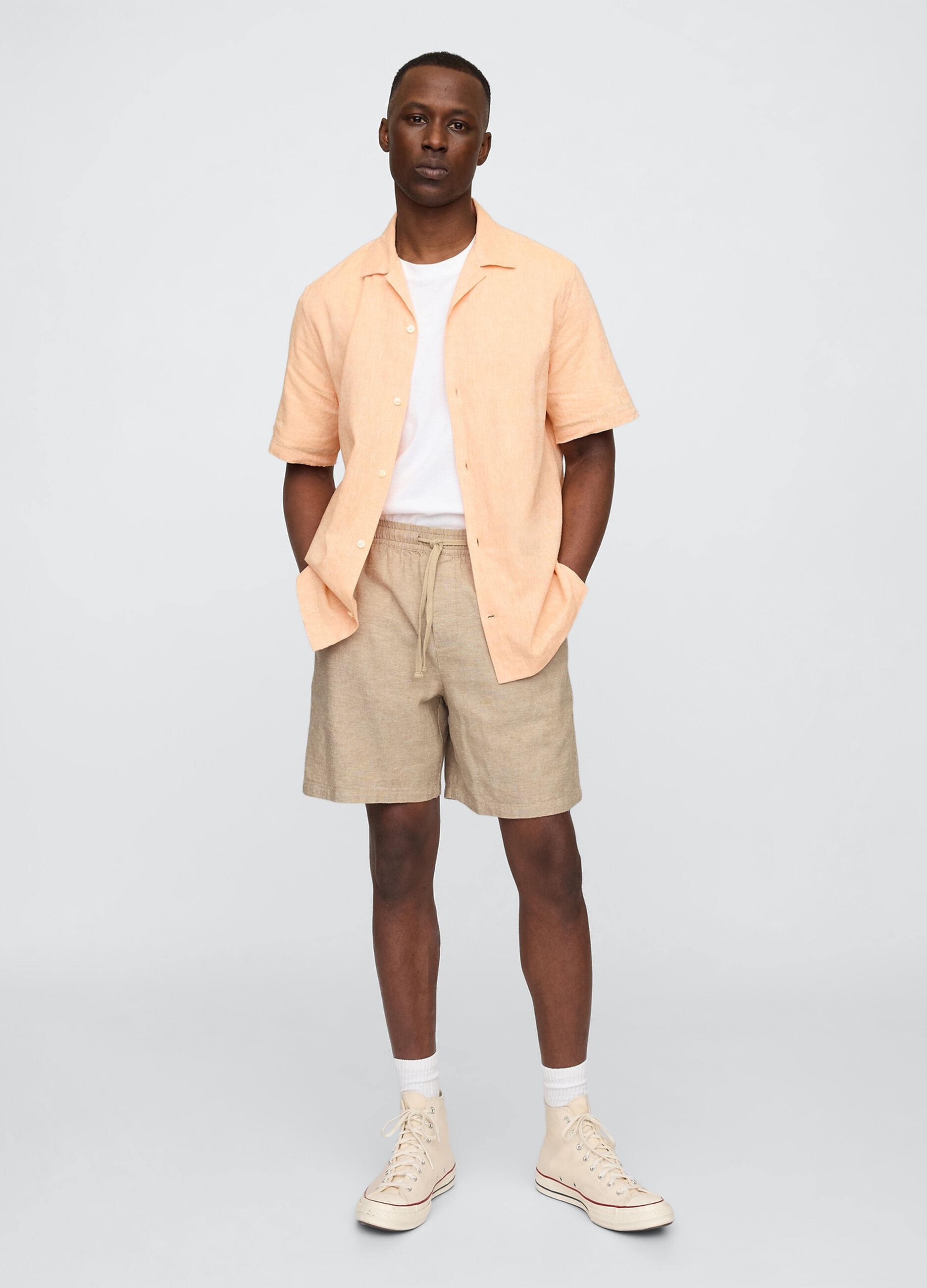 Cotton and linen blend shorts