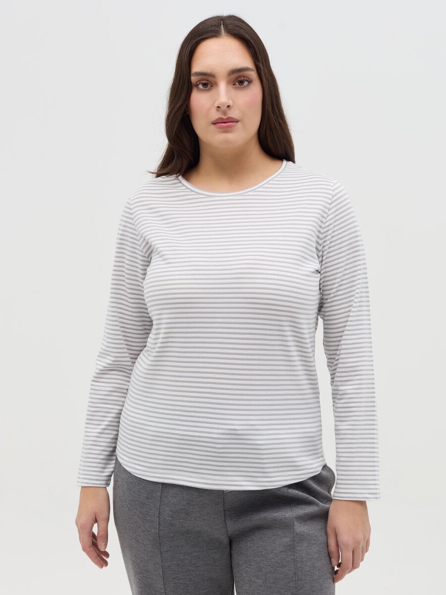 Curvy T-shirt in striped lurex_0