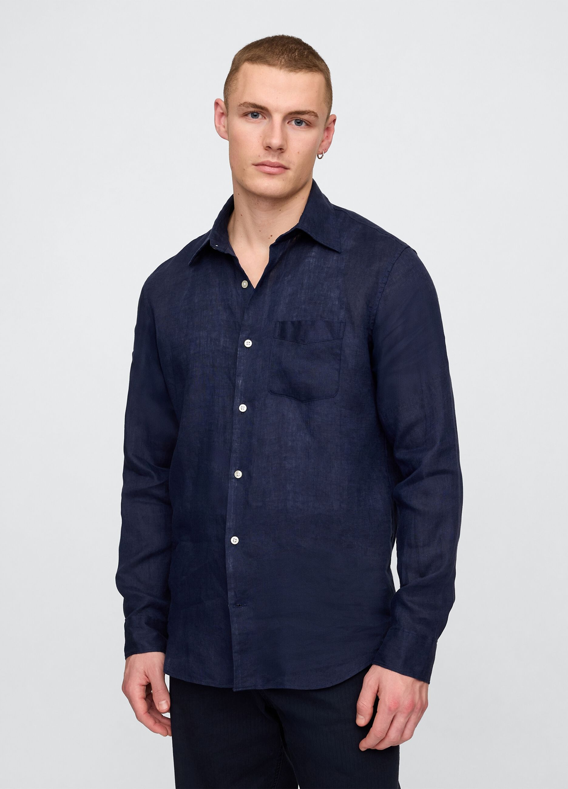 Dark Blue Linen Shirt Gap