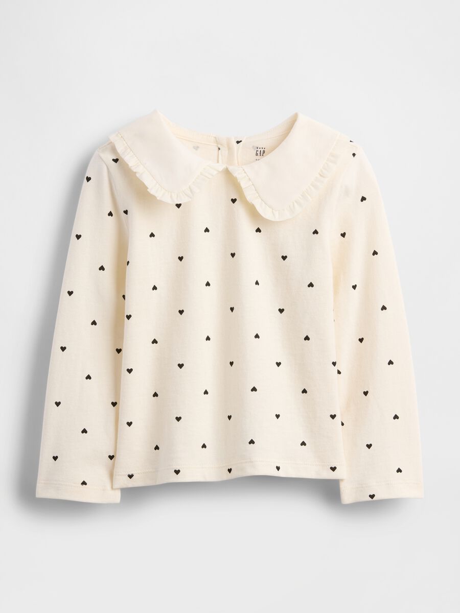 White Long Sleeve Top with Decorative Collar_0