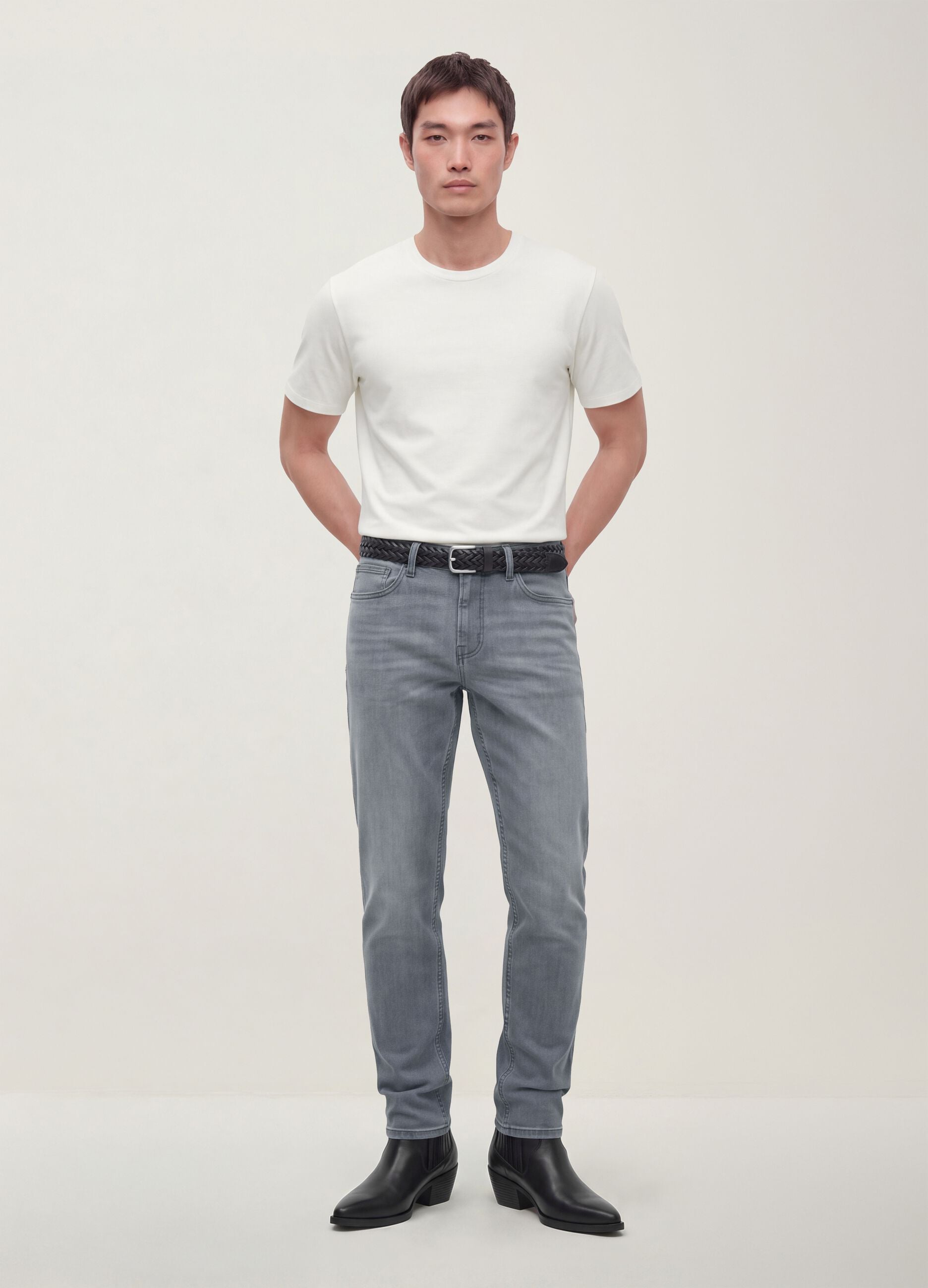 Men&rsquo;s grey skinny-fit stretch cotton jeans