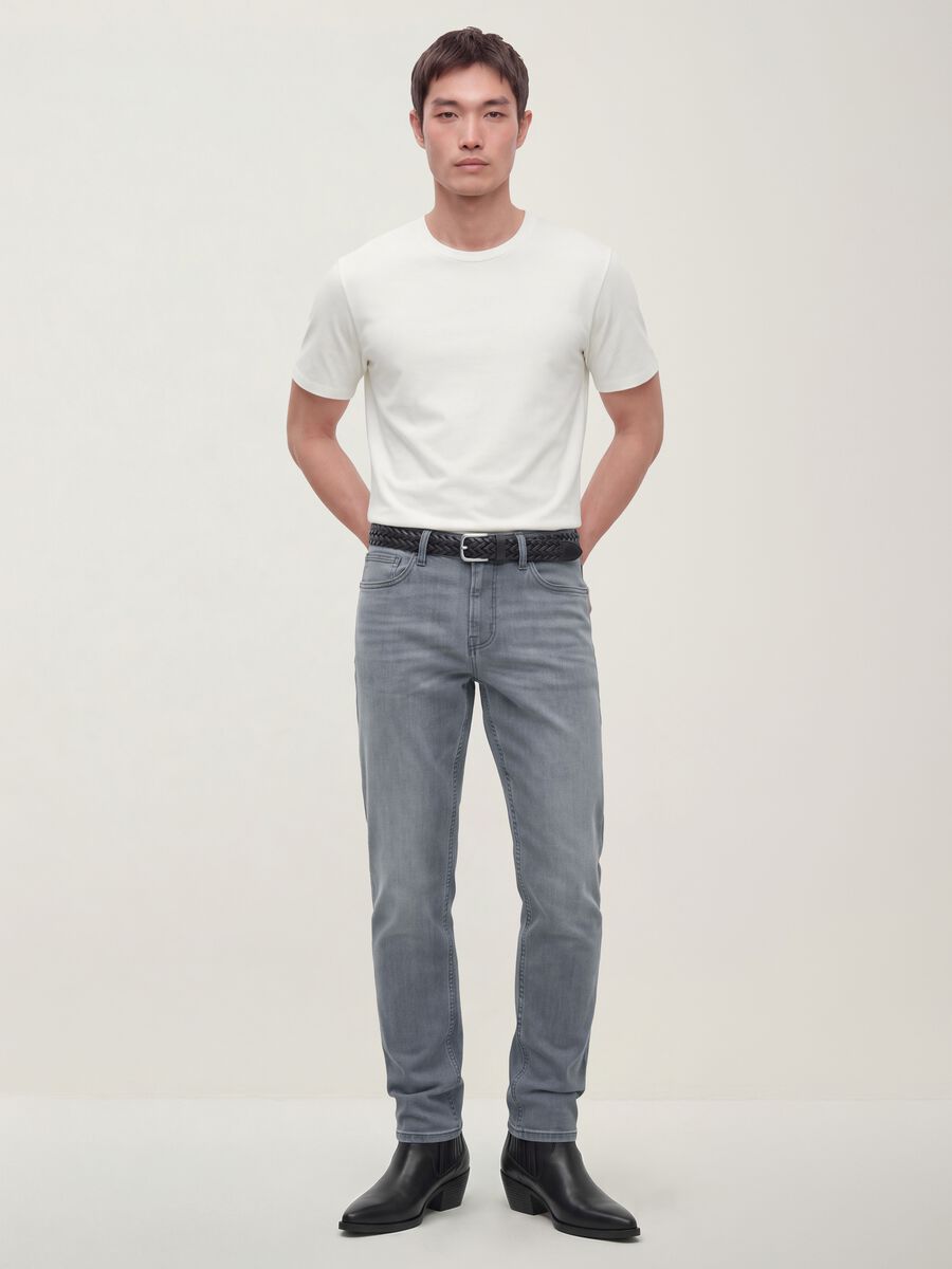 Jeans grigi in cotone elasticizzato skinny fit_0