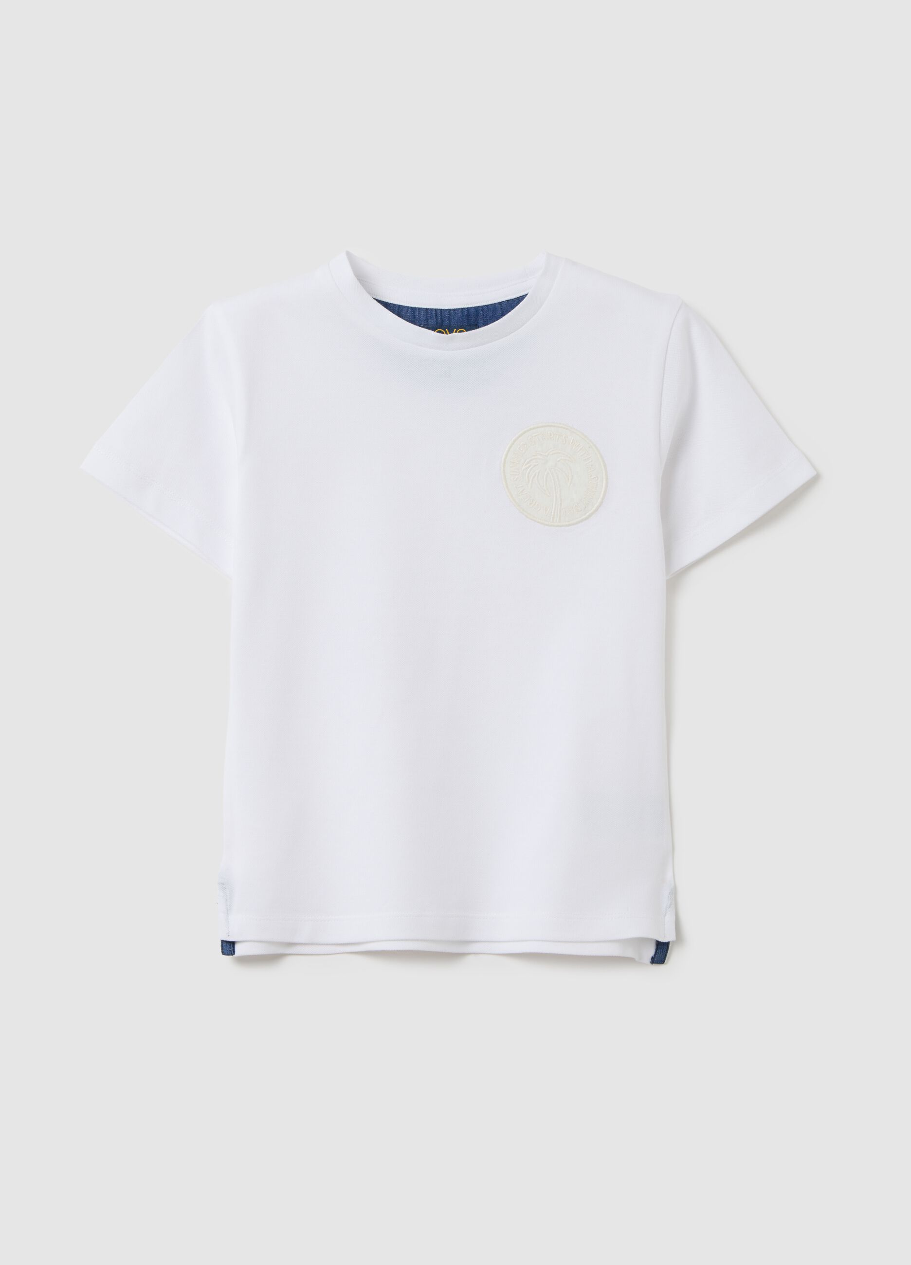 White short sleeve t-shirt in stretch cotton