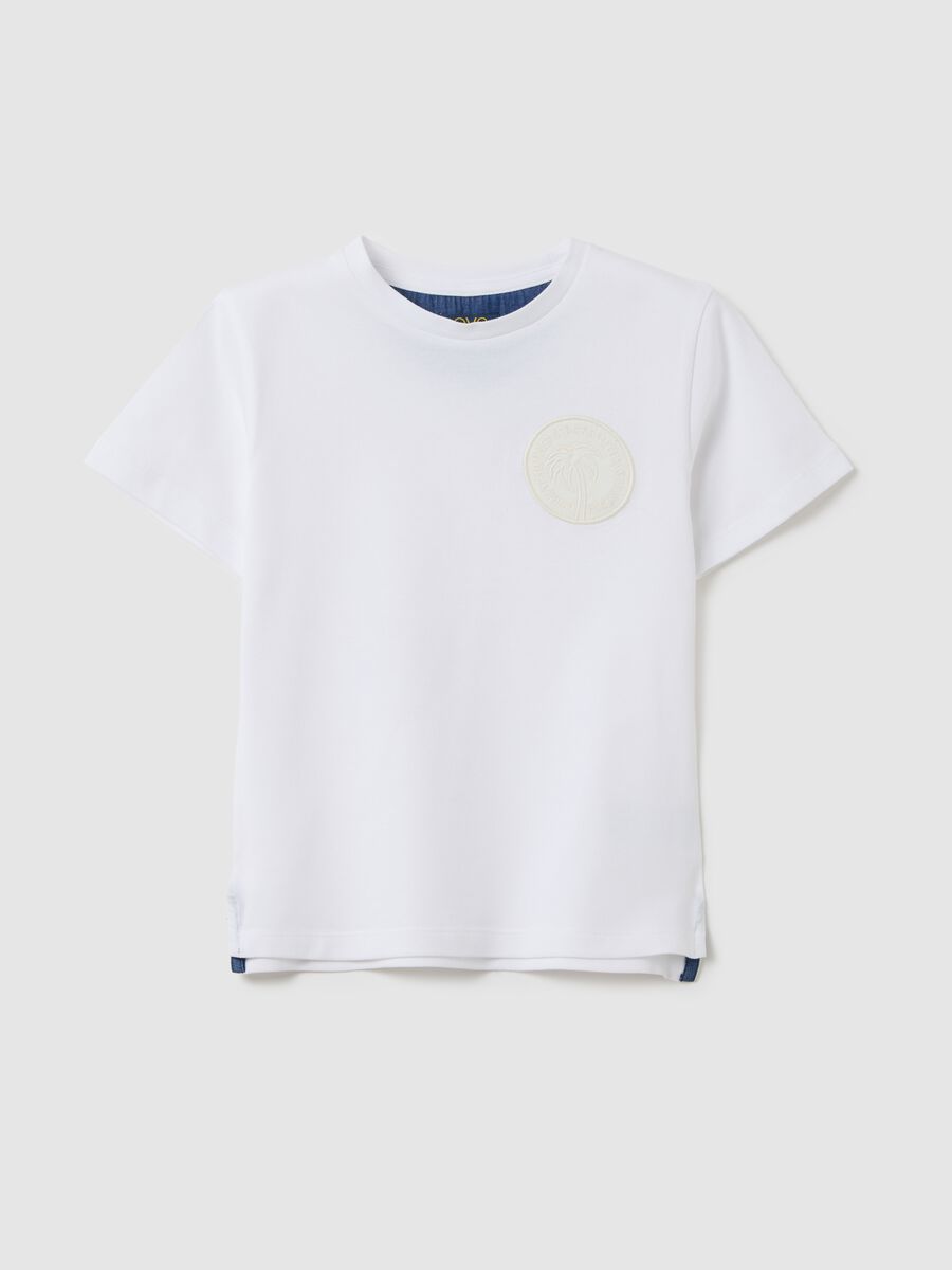 White short sleeve t-shirt in stretch cotton_0