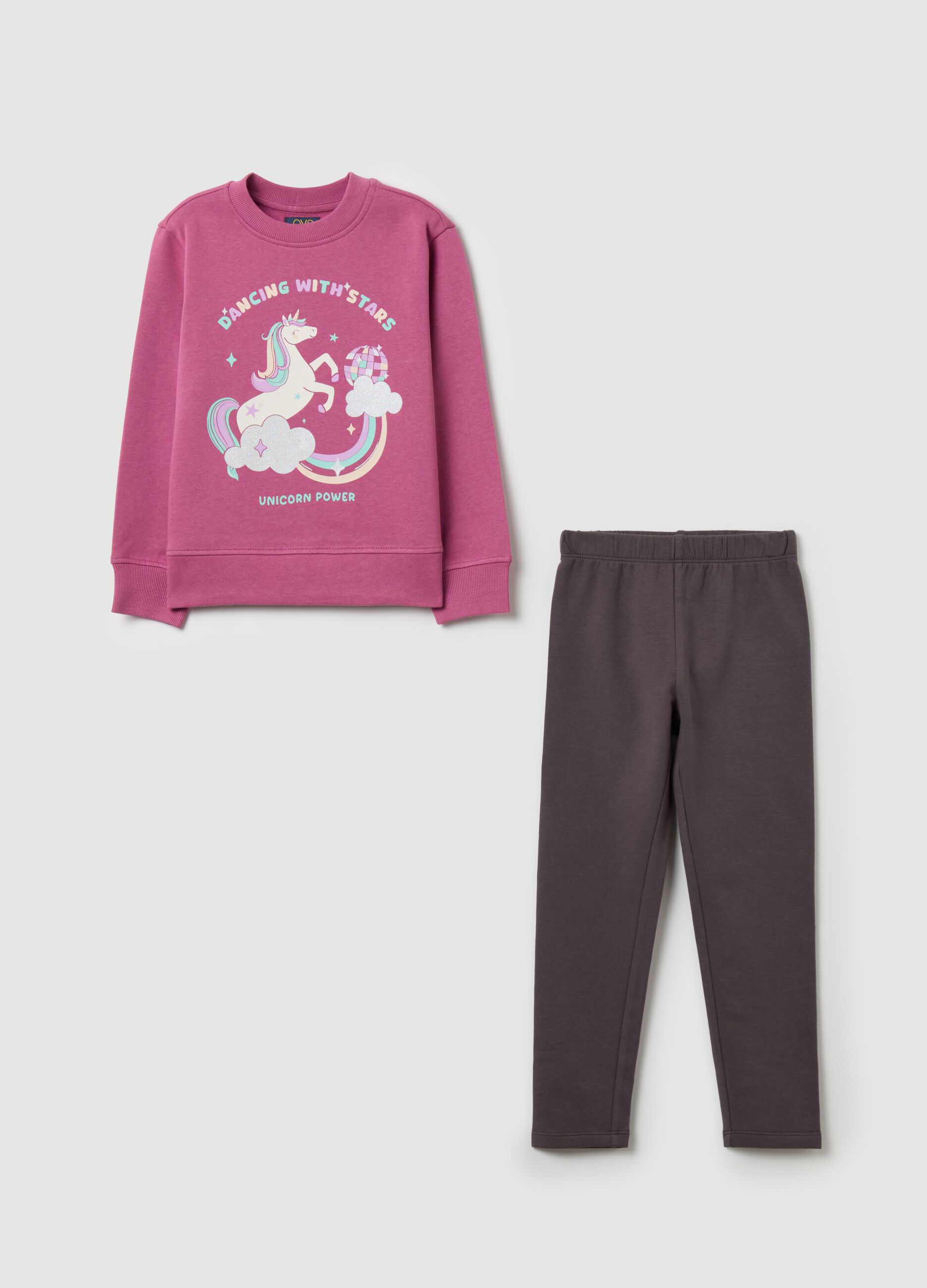 Jogging set with glitter print