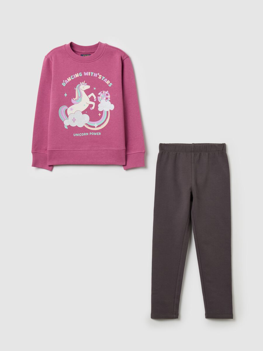 Jogging set con stampa glitterata_0