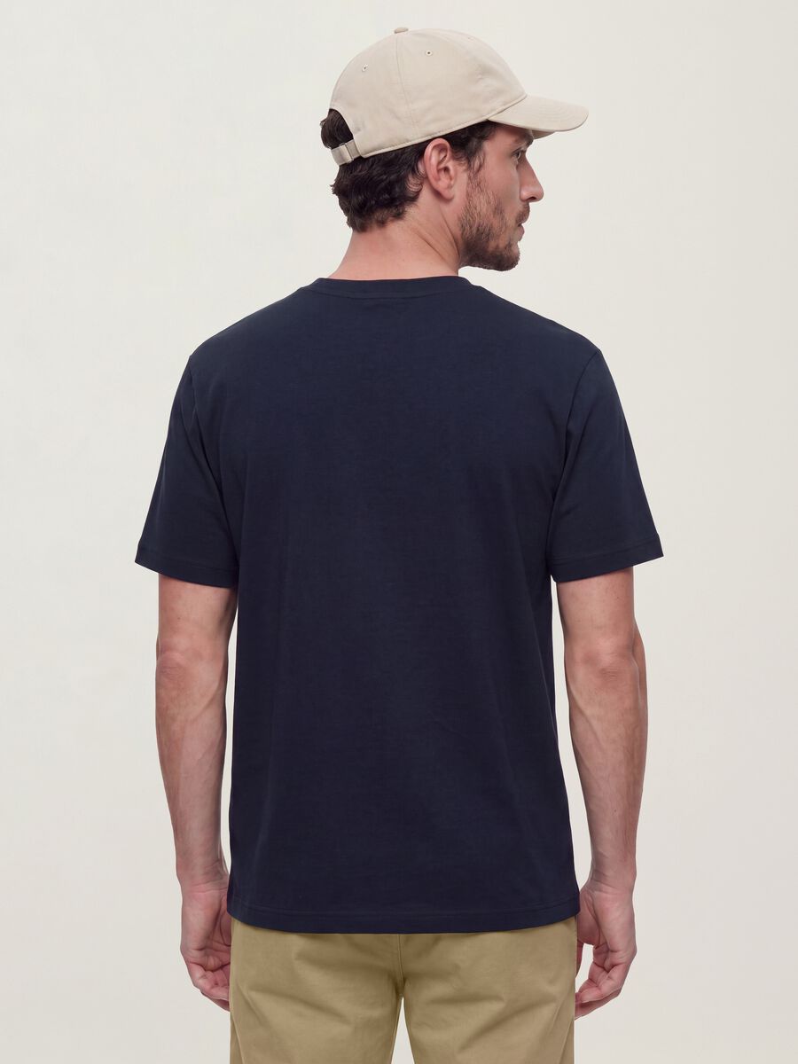 Blue pure cotton short-sleeved regular fit T-shirt_3