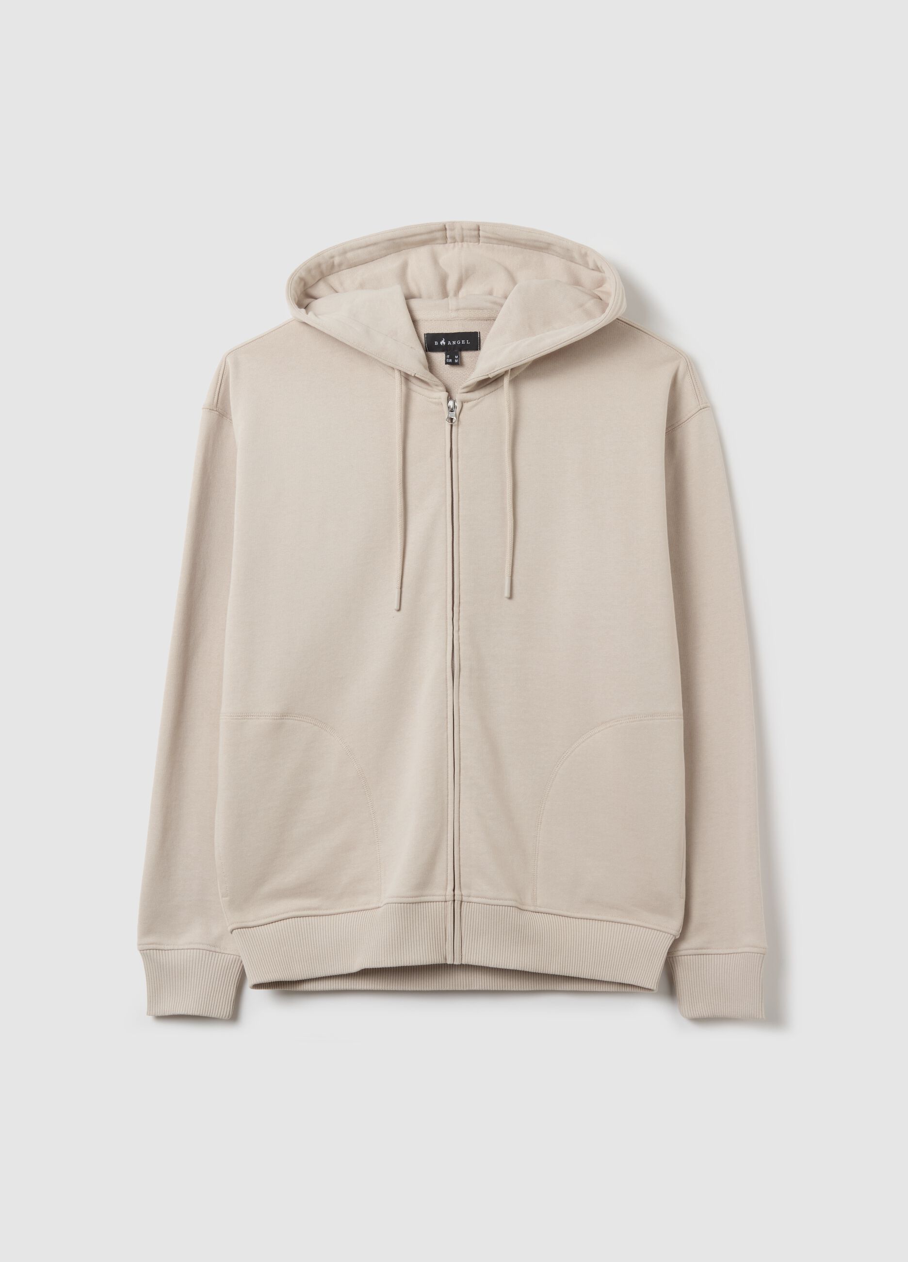 Over-fit full-zip sweatshirt in cotton with hood
