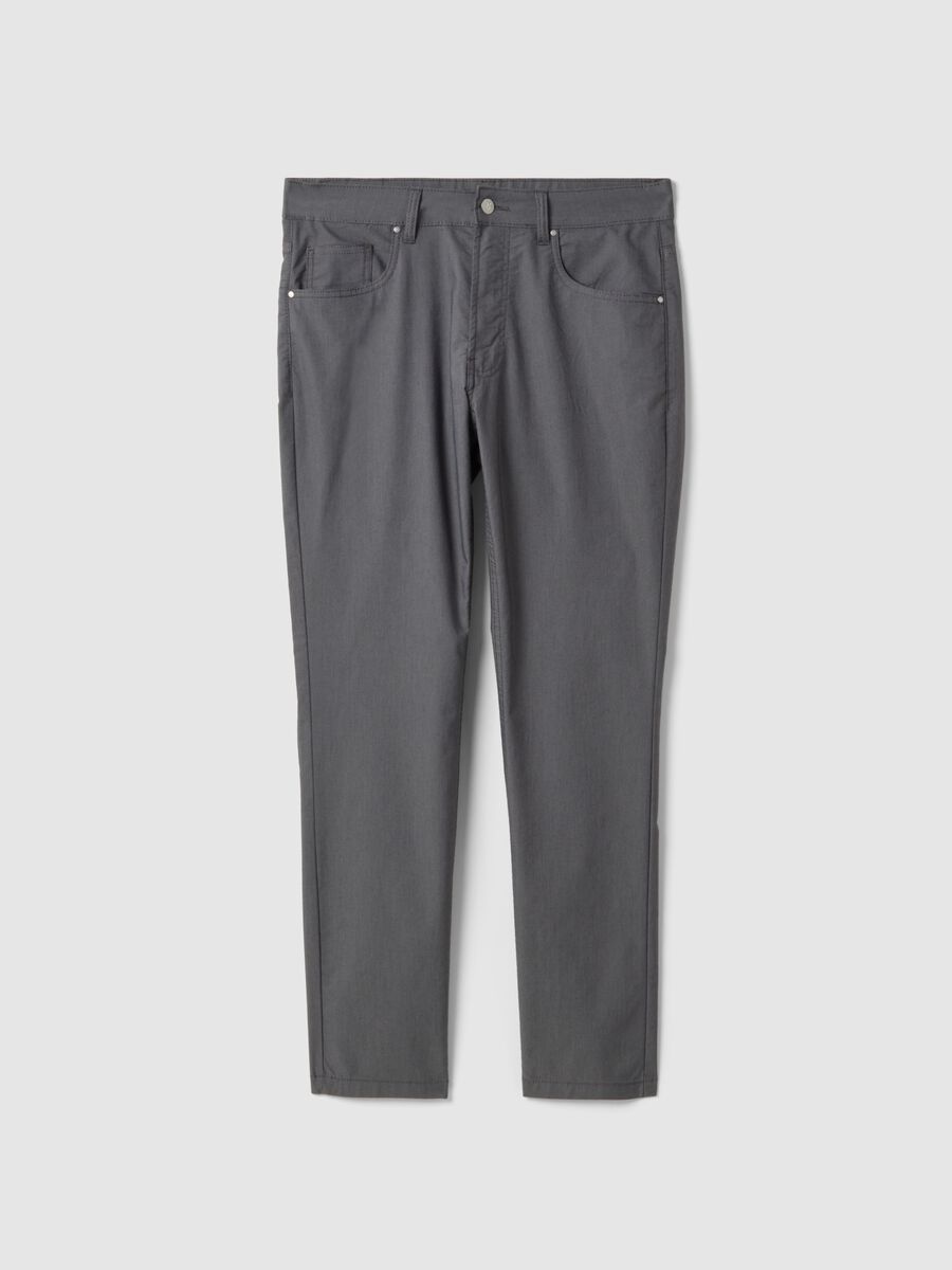 Pantaloni chino in misto cotone elasticizzato grigi slim fit_0
