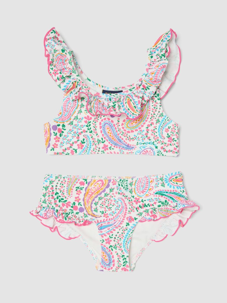 Multicolour stretchy bikini with ruffles_0