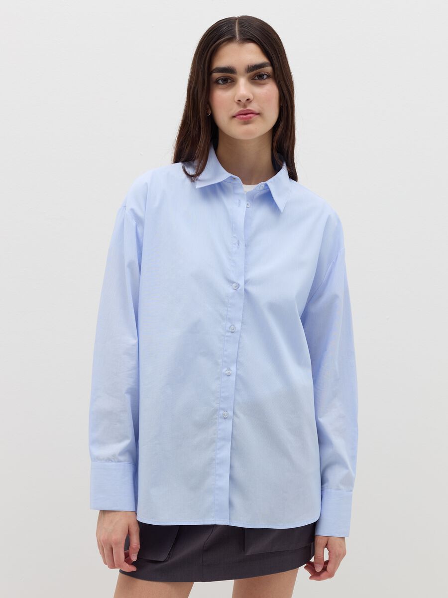Oversize shirt in poplin with thin stripes_0