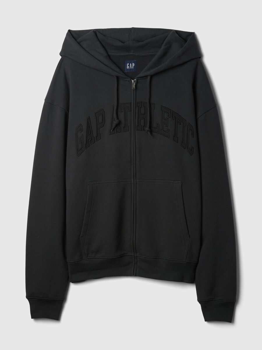 Full-zip sweatshirt with hood and logo embroidery_4