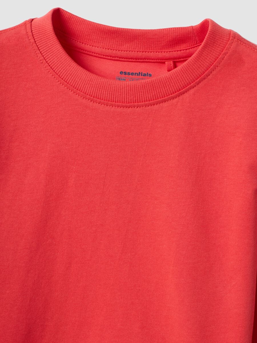 T-shirt rossa in puro cotone organico a girocollo per bambino regular fit_2
