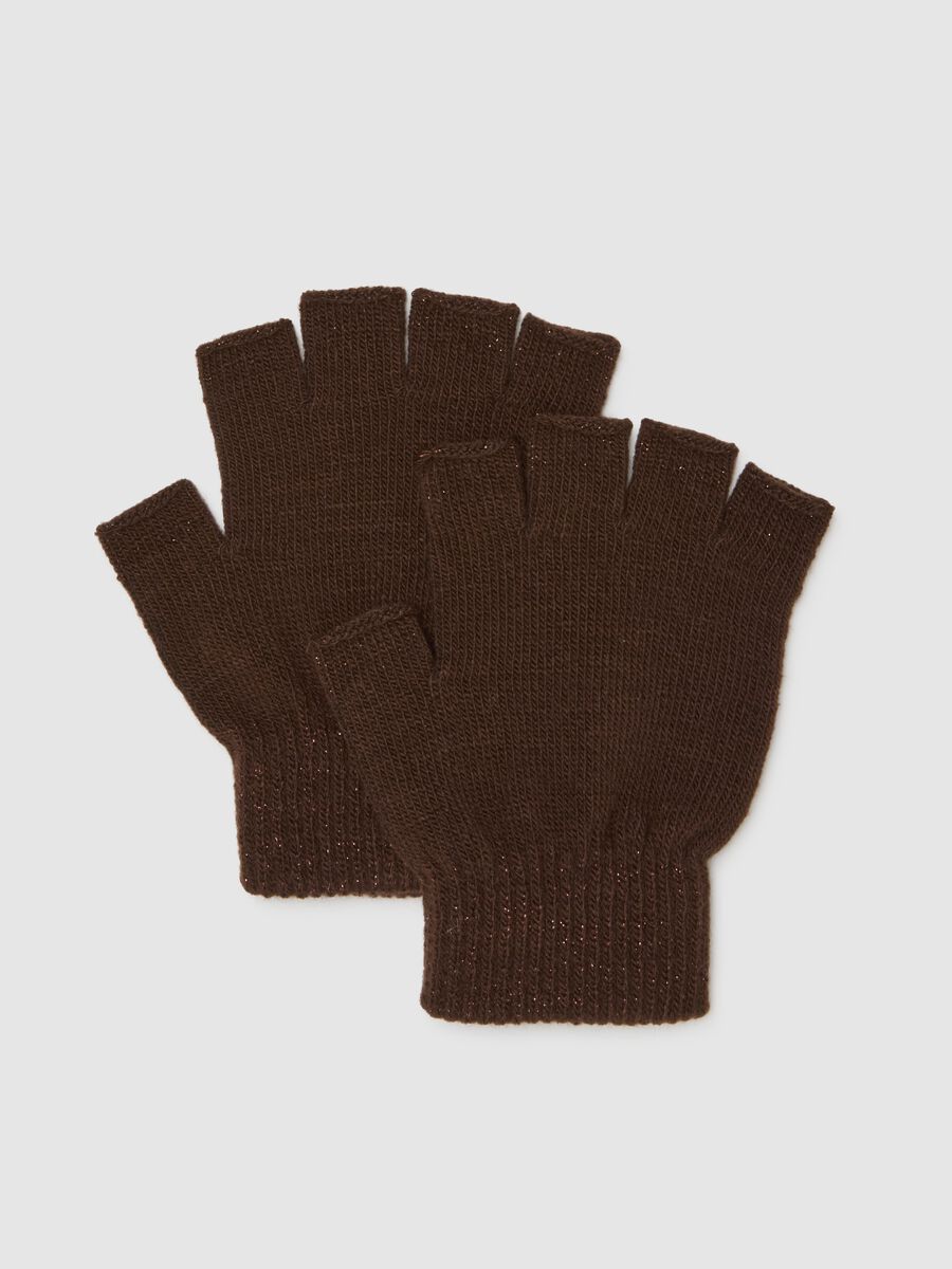 Brown Stretch Fabric Gloves_0