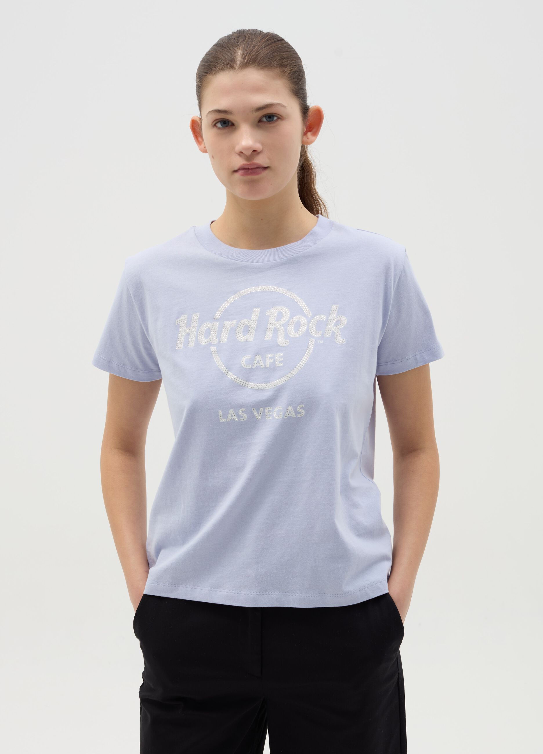 Light blue T-shirt with Hard Rock Café Las Vegas print