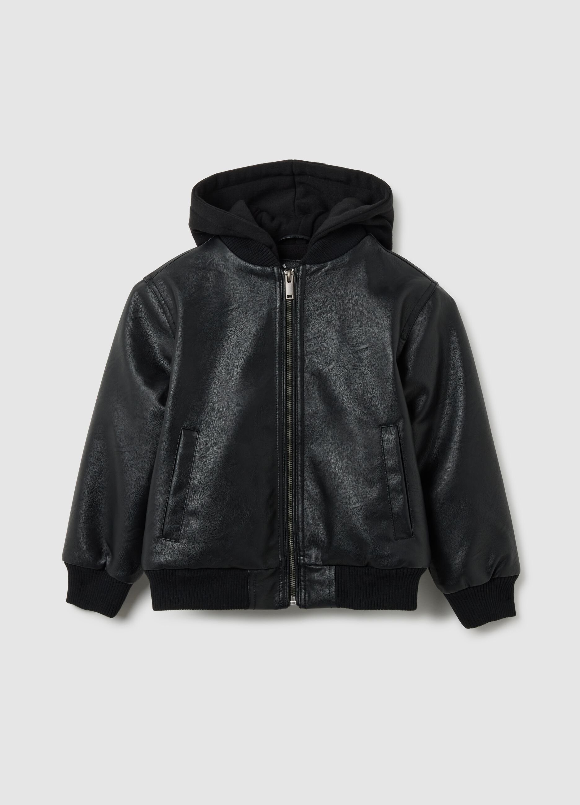 Children's black bomber jacket regular fit