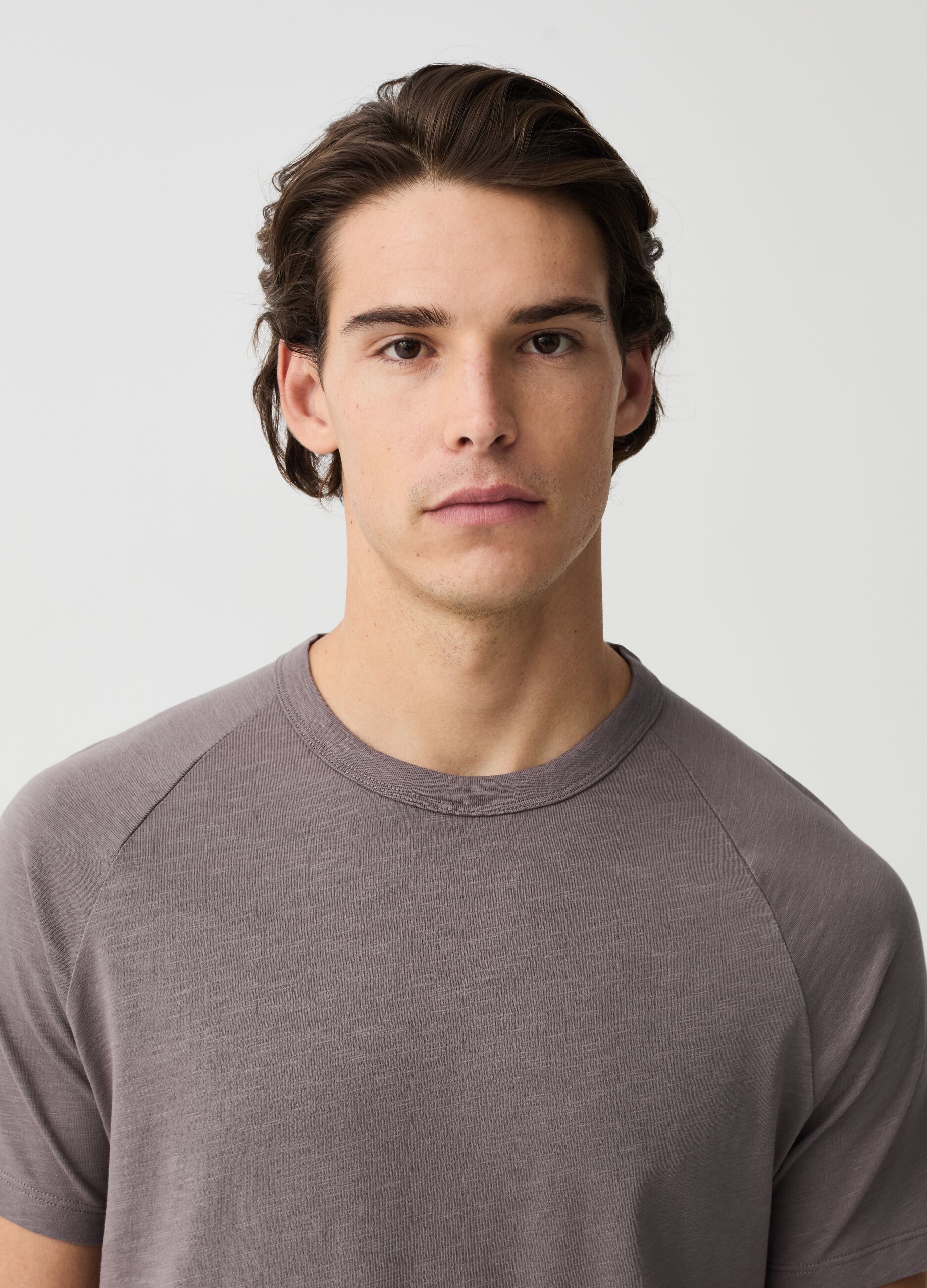 Slub jersey T-shirt with round neck