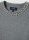 Grey cotton-blend jumper with decorated neckline in regular fit_5