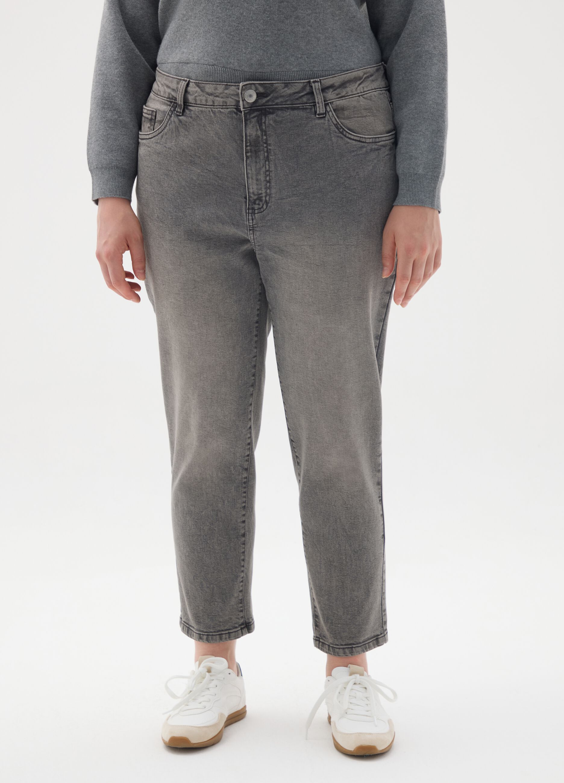 Grey Stretch Cotton Slim Fit Jeans