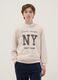 Beige crew-neck sweatshirt for boys in pure cotton regular fit with print_0