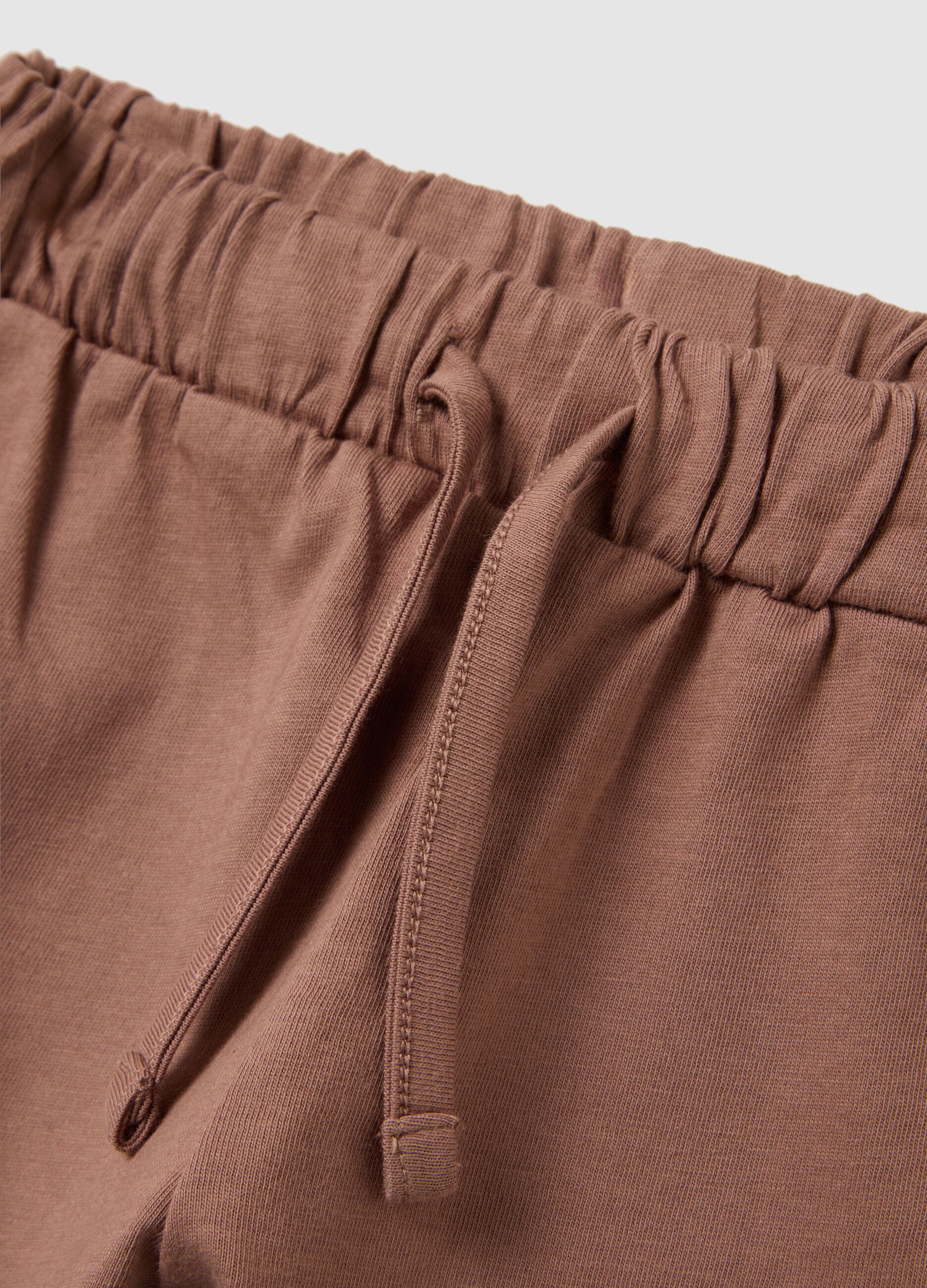 Shorts da bambina in puro cotone marrone regular fit