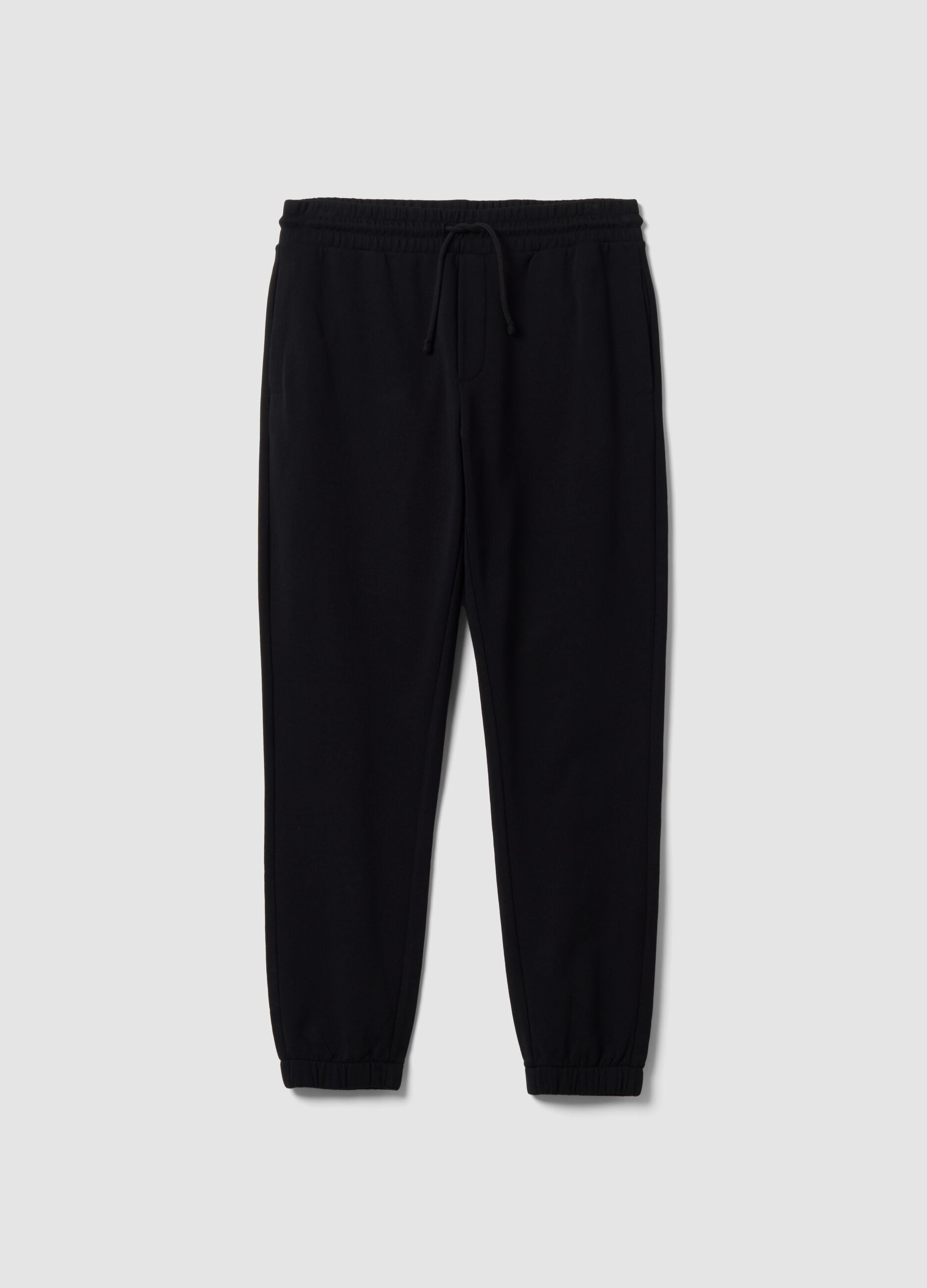 Black cotton-blend jogger trousers, regular fit