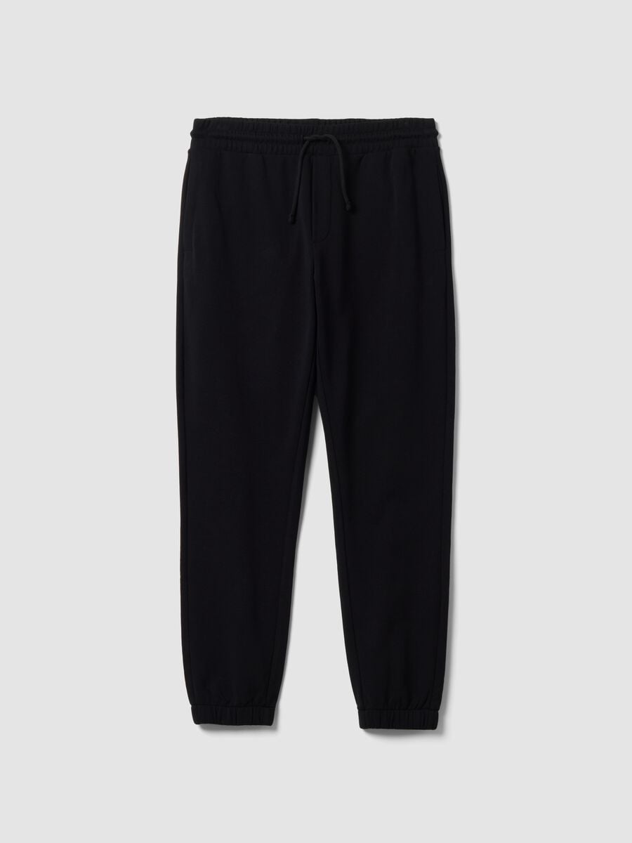 Black cotton-blend joggers, regular fit_4