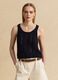 Blue pure-cotton crochet tank top_2