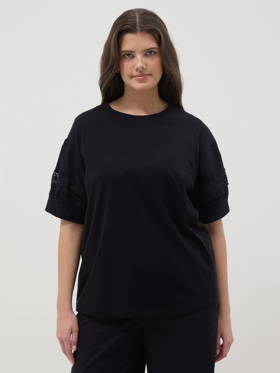 Black regular fit pure cotton t-shirt_0