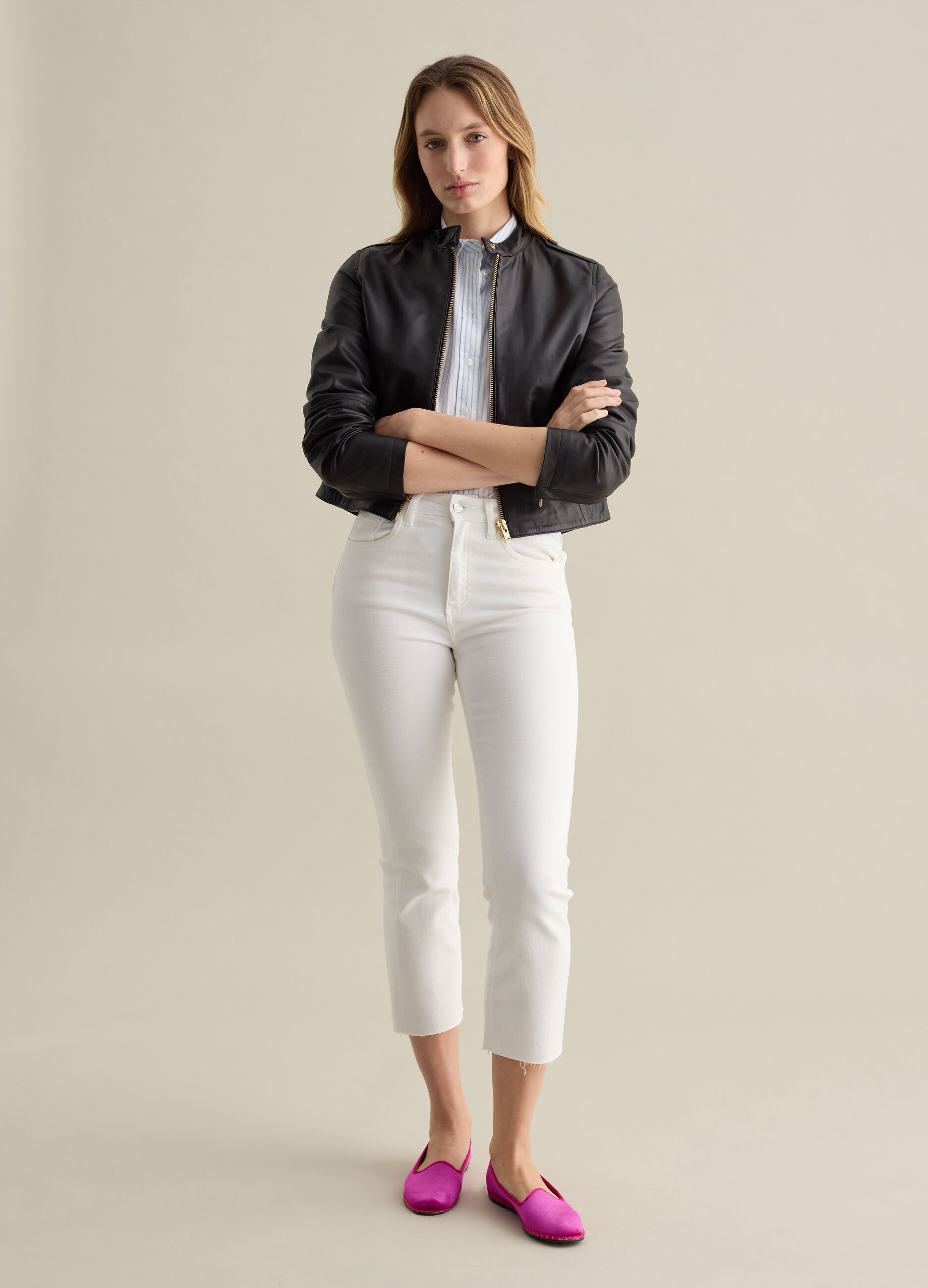 Giacca biker in vera pelle nera
