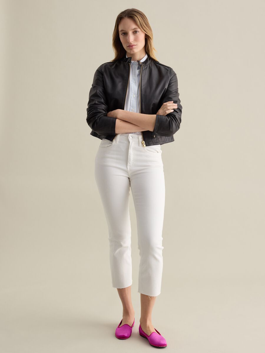 Black genuine leather biker jacket_1