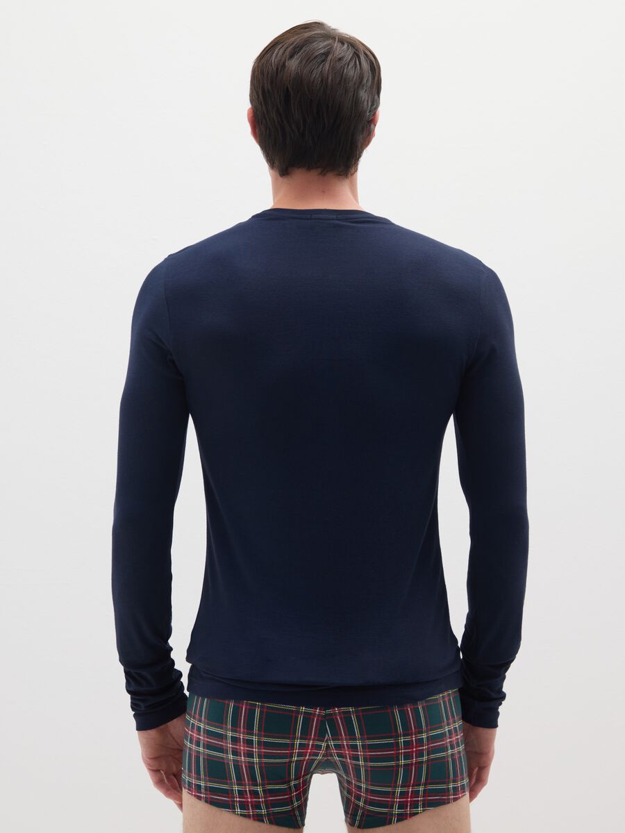 T-shirt premium blu in thermal modal cashmere regular fit_2