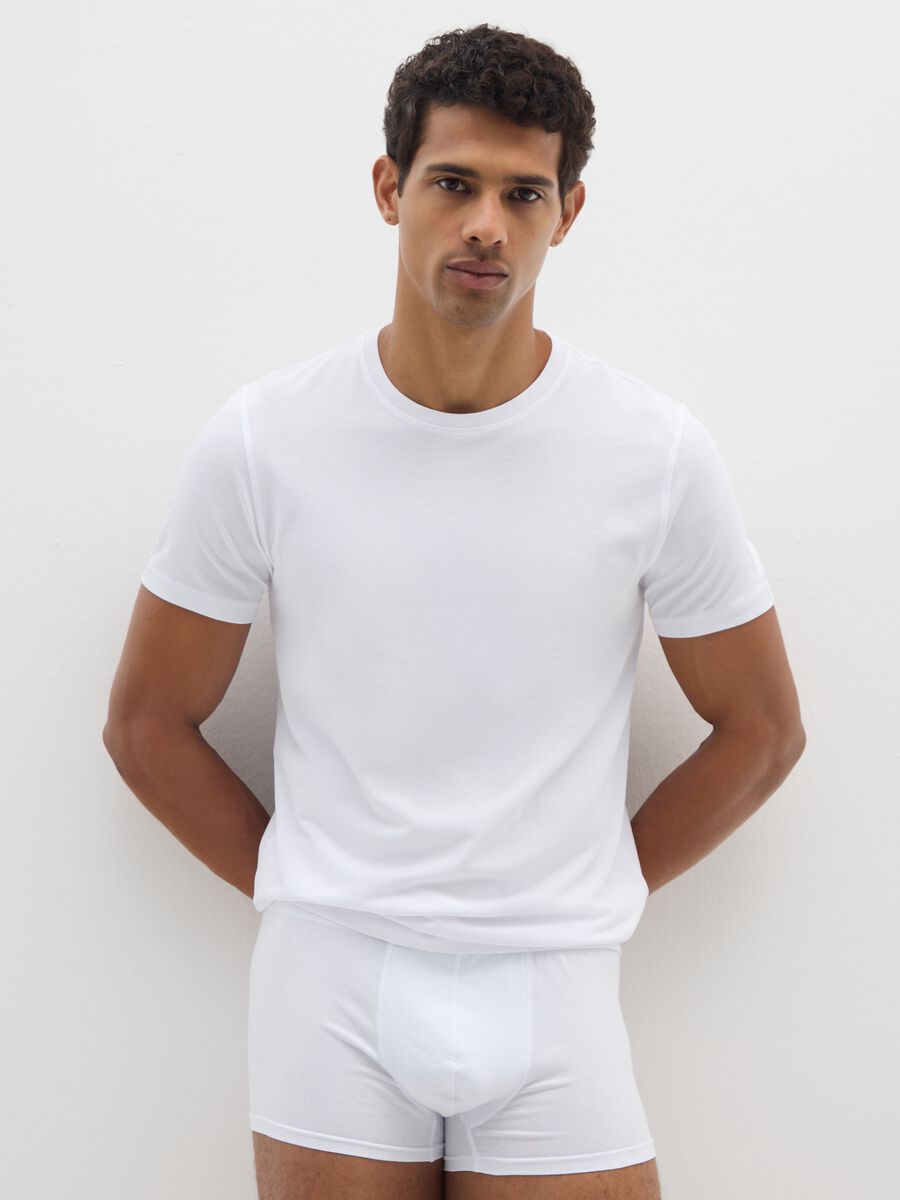 Tripack di boxer in cotone elasticizzato bianco regular fit_0
