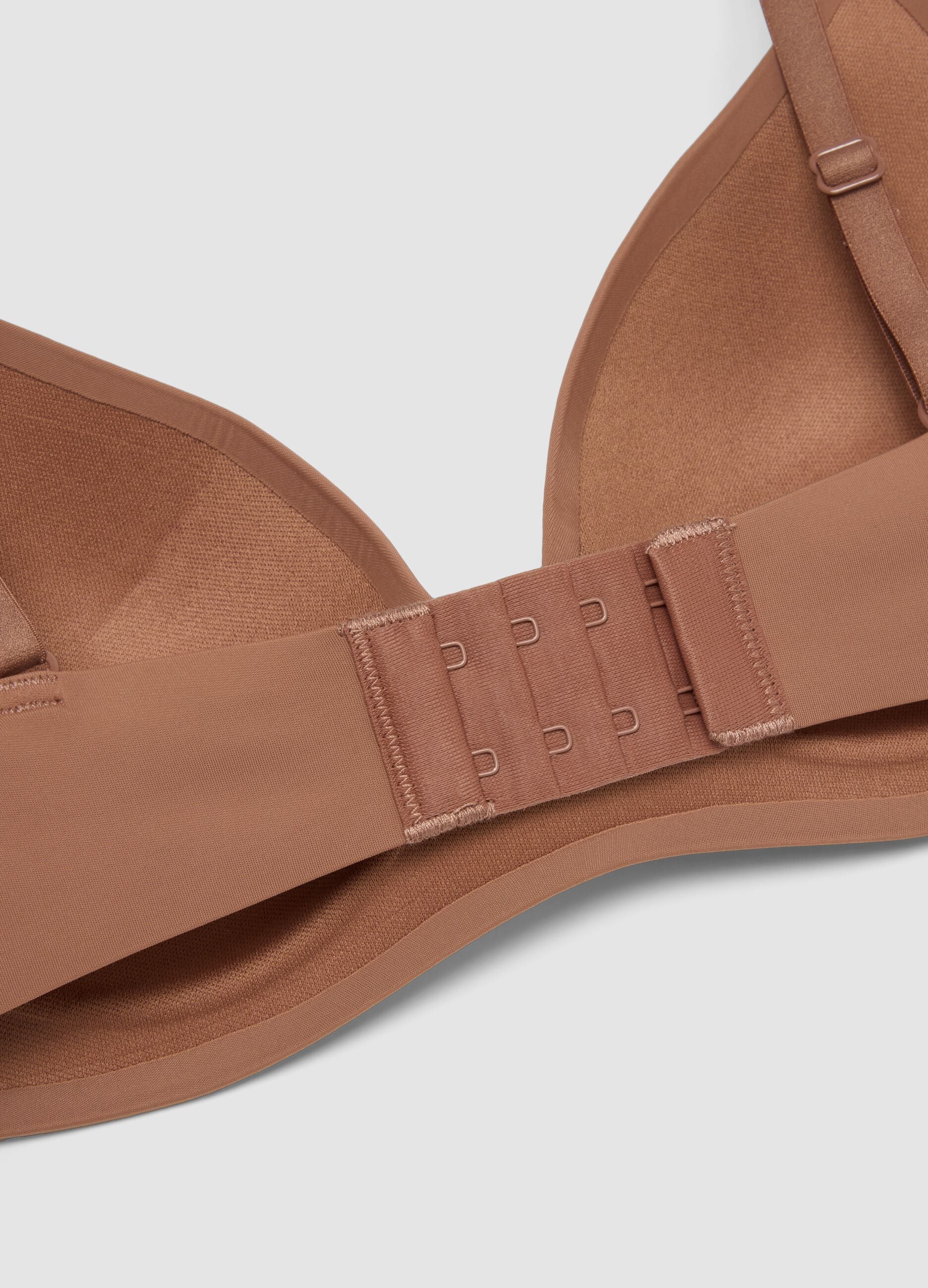 Brown padded triangle bra in stretch fabric